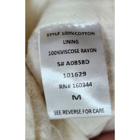 Isalis Cotton square neck Cream Strappy back side pockets mini Dress -size M - Picture 7 of 9